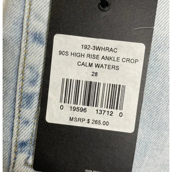 RE/DONE 90s High Rise Ankle Crop Straight Leg Jeans Size 28 Vintage-Inspired Fit - Picture 9 of 9